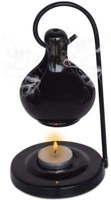 LANDSLIDE Ceramic Aroma Oil Diffuser Hanging Burner, Black (4 X 8 INCH) Diffuser Set PSI-AROMABRNR-HANGING-BLACK1TLC-FC(50 ml)