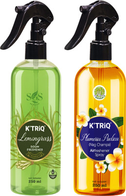 K'TRiQ Lemon Grass & Nagchampa, Premium fragrance room freshener combo pack Spray LEMON GRASS & NAGCHAMPA FRAGRANCE 500ML COMBO(2 x 250 ml)