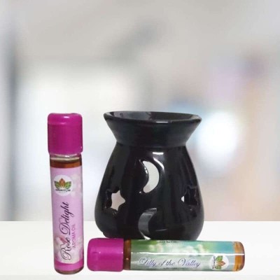 Gratus Naturals Lilly of The Valley (Jasmine)+ Rose Delight (Rose) Aroma Oil, Diffuser(3 x 1 Units)