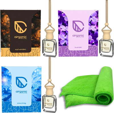 Airganic Aroma Swing Oud wonders, Lavender & Snow Somg with Microfiber Cloth(280 GSM) Car Freshener Diffuser Aroma Swing Oud wonders,Lavender & Snow Somg with Microfiber Cloth(Green)(3 x 0.33 Units)