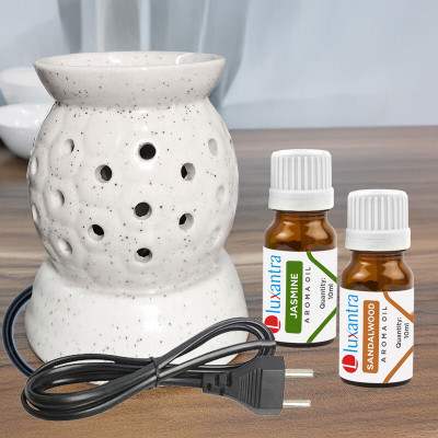 Luxantra Jasmine and Sandalwood Aroma Oils Diffuser Set with Ceramic Electric Fragrance Oil Burner Handmade(20 ml)
