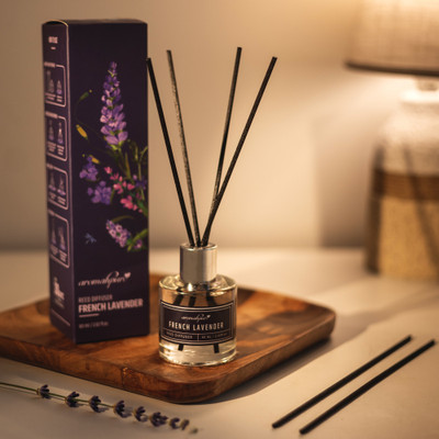 Aromahpure Reed Diffuser with 6 Fiber Reed Sticks | Lavender Room Air Freshener For Home Diffuser Set REED-DIFFUSER(60 ml)