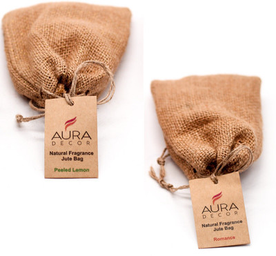 AuraDecor Lemon, Romance Automatic Spray Lemon & Romance Fragrance Car Freshener Hanging Jute Bag Set of 2.(2 x 1 Units)