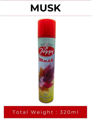 AEROCARE POPPY Musk Air Freshener | Room Fragrant Spray | A Wave of Freshness Spray Musk Air Freshener | Room Spray | A Wave of Freshness(320 ml)