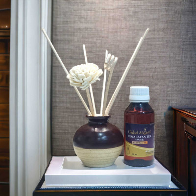 GLOBAL AROMA H-TEAROSE Diffuser Set Himalayan Rose Tea Reed Diffuser Set-100 ml | Toxin-Free | Fine-Living Fragrance for Office, Home and Stress Relief | Mood Enhancer(100 ml)