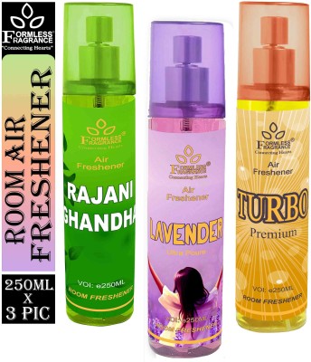 Formless Turbo, Rajnigandha, Lavender Spray(3 x 83.33 ml)