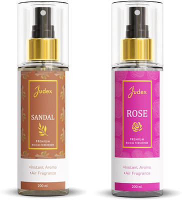 JUDEX Sandal, Rose Spray Room Freshener Spray Combo- Sandal+ Rose, Twin Pack (2*200ml)(2 x 200 ml)