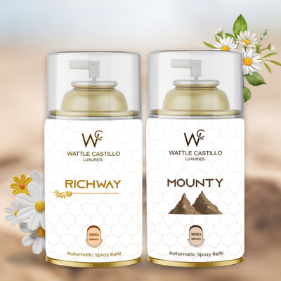 Wattle Castillo Luxuries Mounty Room Freshener, And Richway Imported Refill, Automatic Spray 300ml Air Freshener Refilled(2 x 265 ml)