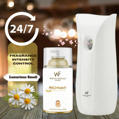 Wattle Castillo Automatic Air Freshener Kit (Machine + Richway Refill - 265ml) 3000+Sprays Automatic Spray, Diffuser Set WC-Machine01+Richway(1 Units)