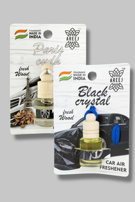 areej PARIS OUDH, Black crystal Car Freshener Diffuser Car hanging perfume Car air freshener Mix Combo(2 x 8 ml)