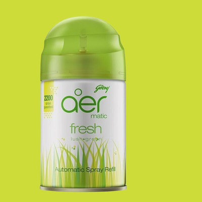 Godrej Lush Green Car Freshener Refill aer matic,automatic air freshener refill pack petal Lush Green 225 Ml-346(225 ml)
