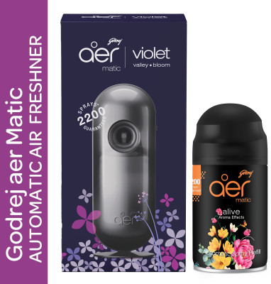 Godrej Aer Violet Valley Bloom & Matic-Alive Refill Automatic Spray Matic Kit (Machine + 1 Refill)(2 x 217.5 ml) Godrej Aer Violet Valley Bloom & Matic-Alive Refill Automatic Spray Matic Kit (Machine + 1 Refill)(2 x 217.5 ml)