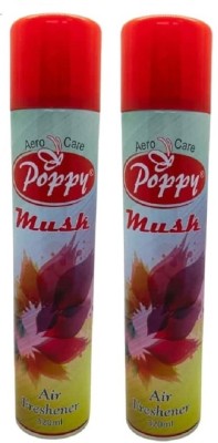 AEROCARE POPPY Musk Air Fresheners | Room Fragrant Spray | A Wave of Freshness Spray(2 x 320 ml)