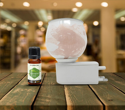 PeepalComm S2 Marble Printed Electric Kapoor Dani Camphor Diffuser Lamp with 1 15ml Lemon G Aroma Oil, Diffuser Set Premium Unique Marble Design White Electric Air Freshener Kapurdani Night Lamp with Switch to Toggle Between Burner and Lamp With 1 Aroma Oil 15ml Lemon Grass 1(1 Units)