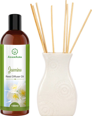 Asian Aura Jasmine Diffuser Set Reed Diffuser with Aroma Oil Jasmine Fragrance(100 ml)