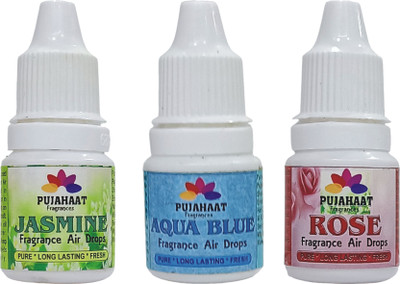 Pujahaat Rose, Aqua blue, Jasmine Aroma Oil, Fridge Freshener, Potpourri, Refill Jasmine Aqua Blue Rose(3 x 5 ml)
