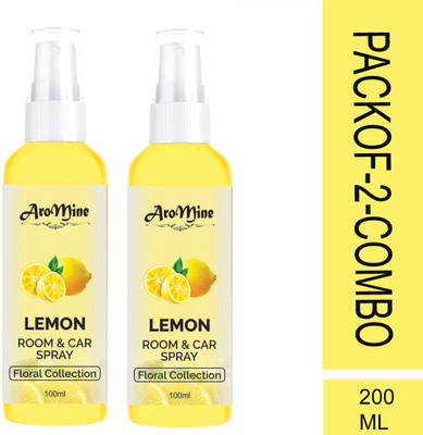 AroMine Lemon Air Freshener Mist ( For Home , Car , Bathroom ) Spray Lemon Room & Car Fragrance Spray -Combo Offer(2 x 100 ml)