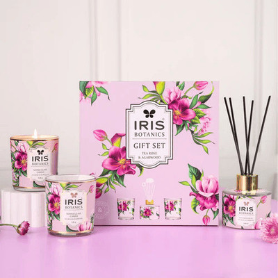 IRIS Botanics Tea Rose & Agarwood - Candle Diffuser Gift Set(1 Units)