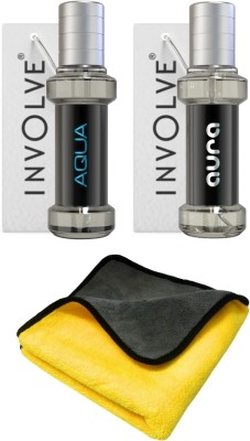 Involve Elements Combo : Aqua & Aura Spray Air Car Perfume & Microfiber Cotton Cloth Car Freshener Spray(3 x 1 Units)