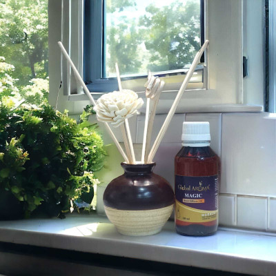 GLOBAL AROMA MAGIC Diffuser Set Magic Reed Diffuser Set-100 ml | Toxin-Free | Fine-Living Fragrance for Office, Home and Stress Relief | Mood Enhancer(100 ml)