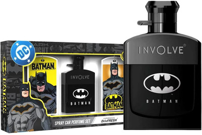 Involve Your senses Batman Car Perfume Spray With 3 Hanging Cards | Car Freshener Spray |DC OFFICIAL MERCHANDISE| Freshen Up Your Car with Strong Aquatic Notes |Car Accessories(50 ml)