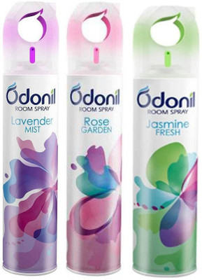 Odonil Lavender, Jasmine, Rose Car Freshener Spray Spray, Air Freshener for Home & Office (Rose, Jasmine, Lavender Sandal)(3 x 150 ml)