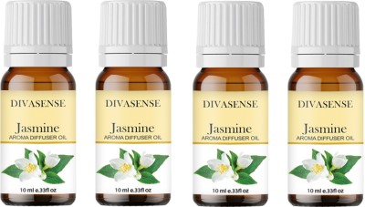 Divasense Jasmine Aroma Oil, Diffuser, Diffuser Set, Refill(4 x 10 ml)