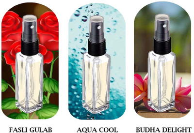 WINKCART Premium Fragrance-Aqua Cool,Buddha Delight & Fasli Gulab– Glass Perfume Bottles Car Freshener Spray, Refill Premium Fragrance Trio: Aqua Cool, Buddha Delight & Indian Rose – 8ml Glass Spray Bottles(3 x 8 ml)