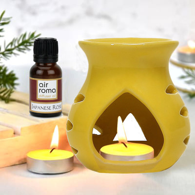 Airroma Yellow Diffuser Set with Japanese Rose 10ml oil and 2pcs Candle Diffuser Set, Diffuser, Aroma Oil Yellow Diffuser Set with Japanese Rose 10ml oil and 2pcs Candle(4 x 1 Units) Airroma Yellow Diffuser Set with Japanese Rose 10ml oil and 2pcs Candle Diffuser Set, Diffuser, Aroma Oil Yellow Diffuser Set with Japanese Rose 10ml oil and 2pcs Candle(4 x 1 Units)