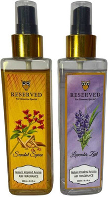 RESERVED SANDAL SPREE, LAVENDER ZEST Spray PREMIUM QUALITY AIR FRESHNERS COMBO PACK(2 x 200 ml)