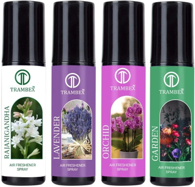 Trambex Pure Air Effect Combo flavor car,home,office,room air freshener (Pack of 4) Car Freshener Spray Pure Air Effect Combo flavor car,home,office,room air freshener Spray- 50ML(4 x 50 ml)