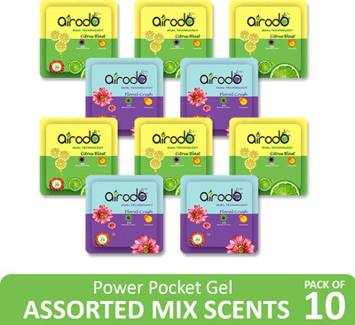 AIRODO Power Pocket Gel Air Freshener | Assorted Mix Scents | Pack of 10 Blocks Power Pocket Gel Air Freshener | Assorted Mix Scents | Pack of 10 Refill (10 x 10 g)(10 x 10 g)