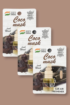 areej Coco musk Car Freshener Diffuser Car hanging perfume Car air freshener Combo of 3(24 ml)