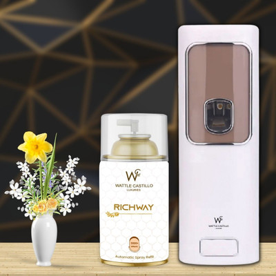Wattle Castillo Automatic Air Freshener Dispenser(Machine+Richway Refill -265ml) 3000+ Sprays Automatic Spray, Refill WC-Machine02+Richway(2 Units)