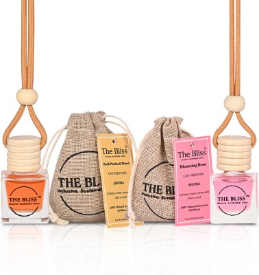 The Bliss Car Air Freshener in Glass bottle with Wooden Diffuser Lid (Oudh and Rose Combo) Diffuser(20 ml)