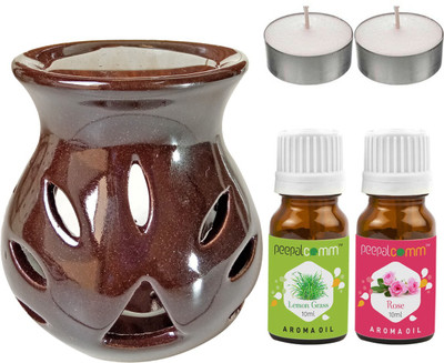 PeepalComm Lemongrass, Rose Diffuser Set PC-TDIFF97_BROWN_2TL_LG-RS(2 x 10 ml)