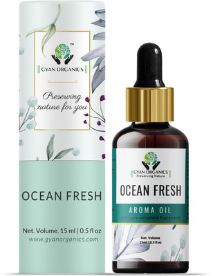 Gyan Organics Ocean Fresh Car Freshener Aroma Oil, Diffuser, Refill, Spray Aroma Oil Ocean Fresh Diffuser Refill Oil Fragrance Ocean Fresh Aroma Oil Fragrance for Home Room Office & Washrooms(15 ml)