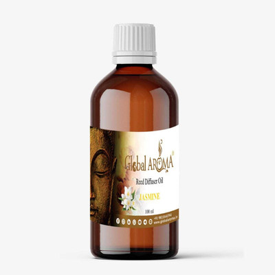 GLOBAL AROMA Jasmine Reed Diffuser Oil Aroma Oil Reed Diffuser Refill Oil of Jasmine Fragrance for Home Room Office & Washrooms(100 ml)