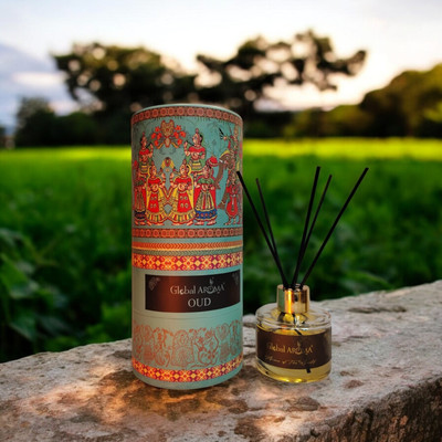 GLOBAL AROMA Reed Diffuser Set Oud Fragrance Diffuser Set R-SET120ML-OUD-B-FIBER(120 ml)