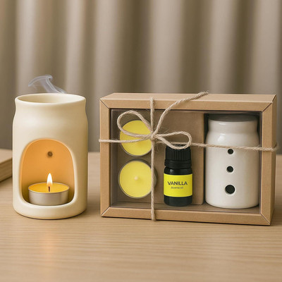 Garden King Vanilla Diffuser Set Aroma Oil Diffuser Gift Set – Ceramic Oil Burner with Vanilla Essential Oil (Pack of 1)(10 ml)