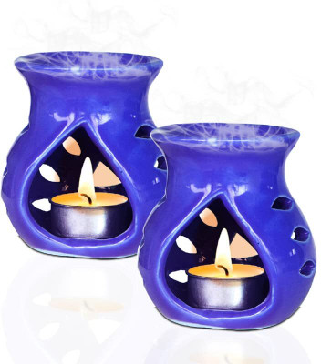 PeepalComm Set Of 2 Home Scented Aroma Oil Burner Royal Blue Color Diffuser With 2 10 ml Aroma Oil, Diffuser Set Set Of 2 Ceramic Aroma Oil Burner Blue Color Diffuser With 2 Aroma Oil 10ml Lavender And 2 T-light Candles Gift Set(1 Units) PeepalComm Set Of 2 Home Scented Aroma Oil Burner Royal Blue Color Diffuser With 2 10 ml Aroma Oil, Diffuser Set Set Of 2 Ceramic Aroma Oil Burner Blue Color Diffuser With 2 Aroma Oil 10ml Lavender And 2 T-light Candles Gift Set(1 Units)