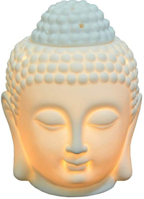 PeepalComm Ceramic Buddha Head Essential Oil Burner With 1 Scented oil 2 Tlight candle Aroma Oil, Diffuser Set T-Light Buddha Diffuser Set With Fragrance Oil And 2 Candle For Complete Home Decor And Room Freshner(1 Units)