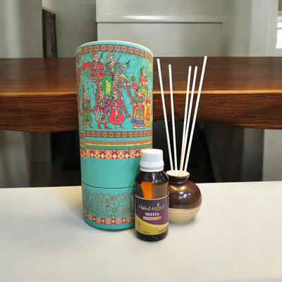 GLOBAL AROMA Motia Diffuser Set Ethenic Pot Reed Diffuser Motia Fragrance,Indian Art,Home Decor,Aromatic Diffuser(100 ml)