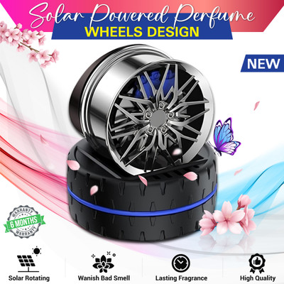 MIKANIX Solar Rotating Car Dashboard Perfume for Car Interior Decoration Accessories | Car Freshener Diffuser WHEEL-SOLAR-PERFUME-SILVER(1 Units)