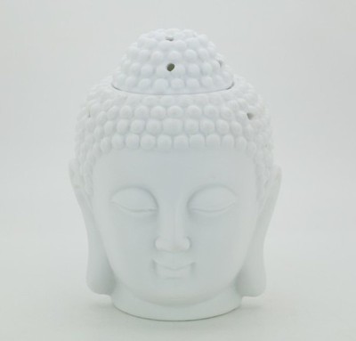 PeepalComm Home Decor White Ceremic Buddha Diffuser With 2 T-Light candle & 2 Lemon Aroma Oil, Diffuser(1 Units)