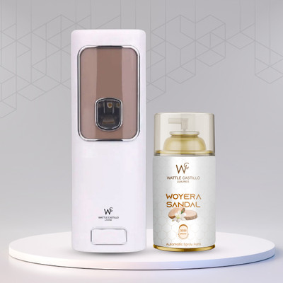 Wattle Castillo Automatic Room Air Freshener Dispenser + Woyera Sandal Refill 3000+ Automatic Spray WCL-265ml-Machine02-Woyera Sandal(265 ml)