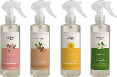 Visley Rose+Sandal+Morning Vibes+Sajada Air Freshener Spray Naturally Fresh, Truly Pure(4 x 250 ml)