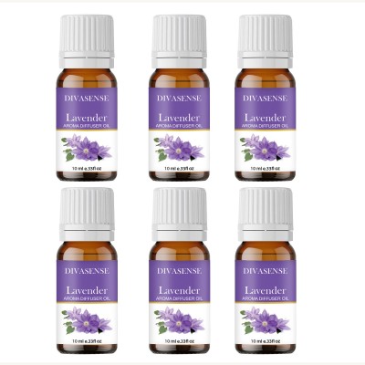 Divasense Lavender Aroma Oil, Diffuser, Diffuser Set, Refill(6 x 10 ml)