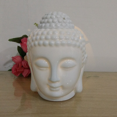 PeepalComm [Combo]Premium Ceremic Buddha Aroma Oil Diffuser With 10 Pcs T-Light Candles,A1 Aroma Oil, Diffuser Set [ Combo ] Air Freshner Ceremic Buddha Head Design diffuser With 1 Pack Of 10 pc T-light Candles & 1 Lavender Scented 10 ml Aroma Oil For Home,Spa,Restaurant,Office,Gym Etc ( Set Of 1 )W