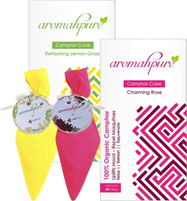 Aromahpure Camphor Cone/Cube (Rose+Lemon)-room freshener,bathroom,car freshener Blocks(2 x 1 Units)